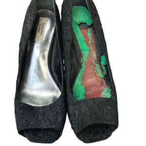 Simply Vera Vera Wang size 10 black brocade open toe platform Pumps